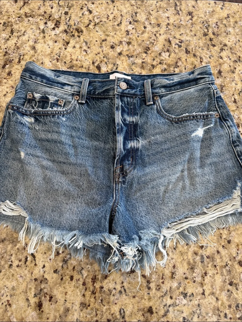 Denim Cutoff Shorts - Blue Distressed Women’s Shorts
